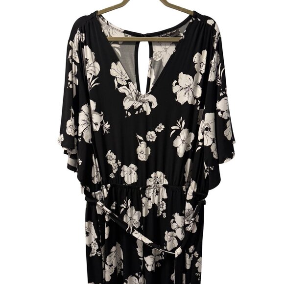 Lane Bryant Black & White Floral Jumpsuit Size 26/28W stretch Jumpsuit - Picture 6 of 12